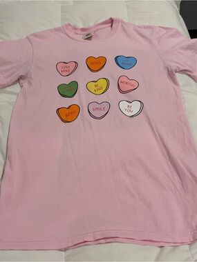Callie Danielle Pink Short Sleeve Tee with Colorful Heart Candy Graphics